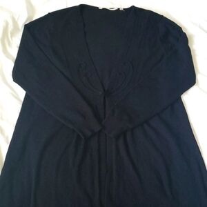 SOFT Surroundings Long Cardigan, Black, Size Large